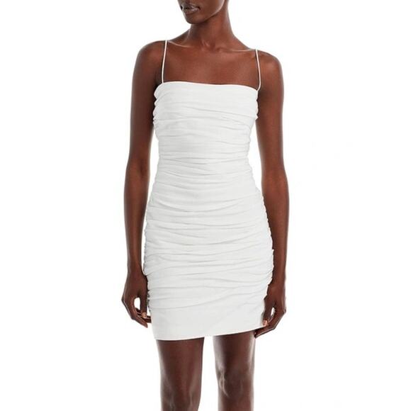 cinq a sept Dresses & Skirts - Cinq a Sept Vance White Ruched Sleeveless Mini Dress Size 10